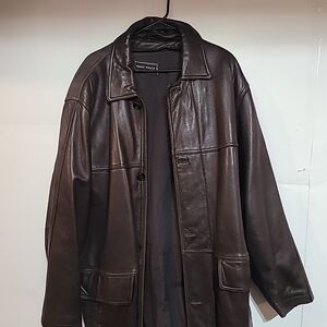 Dark Shade Men's Leather Trench Coat